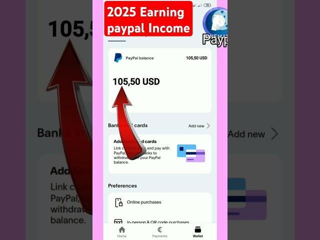 2025 Earning USD 105,50 Dollar Paypal account earning Free Paypal  Online Income USD Dollar