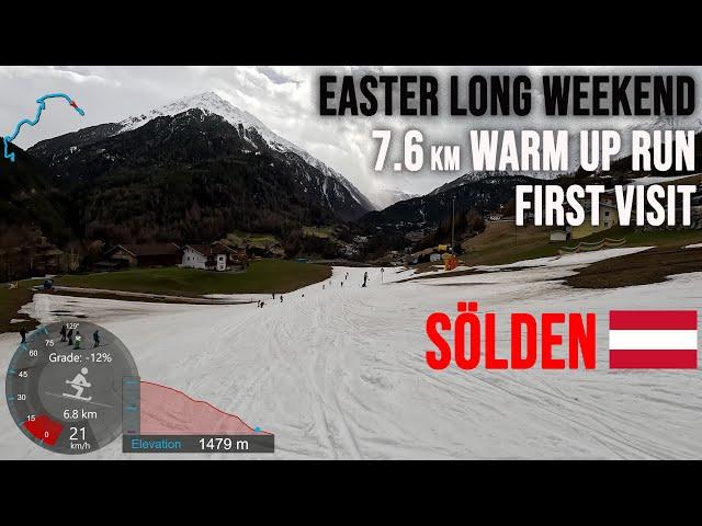 [4K] Skiing Sölden, First Visit - 7.6km Spring Morning Warm Up - Red & Black, Austria, GoPro HERO11