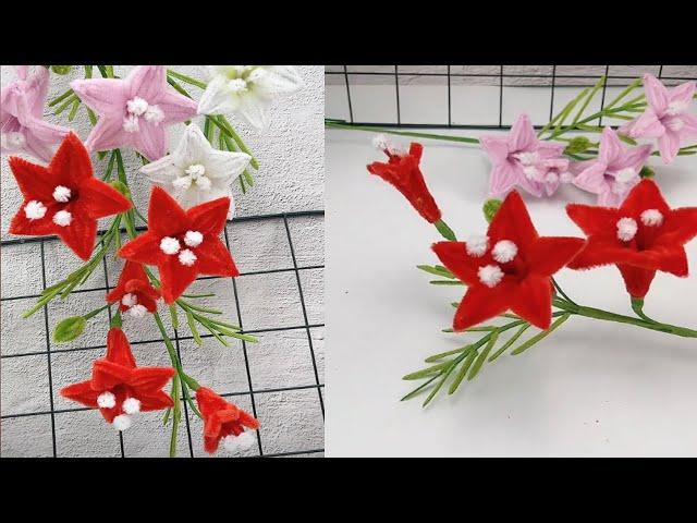 Beautiful Pipe cleaner Flower Making Tutorial | DIY Cypress Vine Flower | DIY Chenille Wire Flower