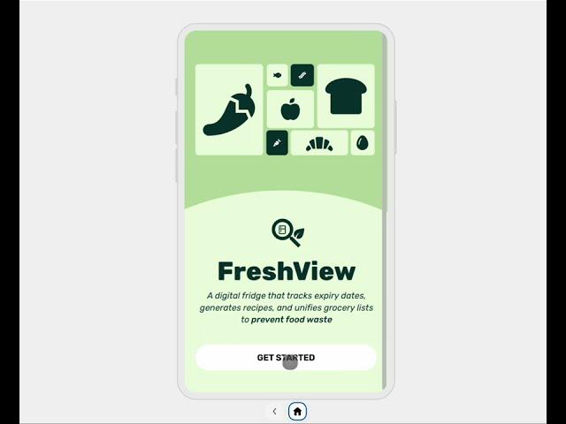 'FreshView' mockup of user flow of app