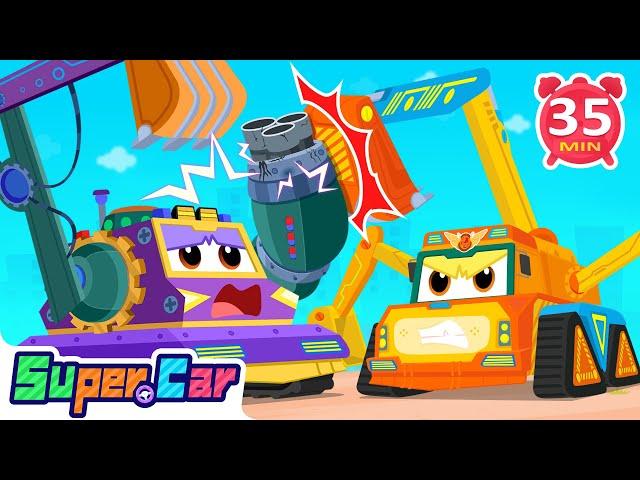 Excavator & Police Car Team Up! | Best Duo Adventure Begins!  | Fun Kids Cartoons & Car Songs