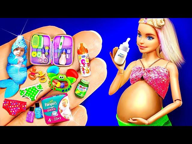 46 DIY Ideas for PREGNANT BARBIE and MOMs / How to make baby dolls bottle, pacifier, stroller, crib