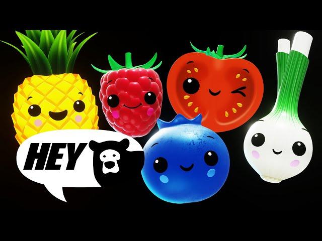 Hey Bear Sensory - Fruit Salad Dance Party - Counting 1 to 10 - Fun animation with music