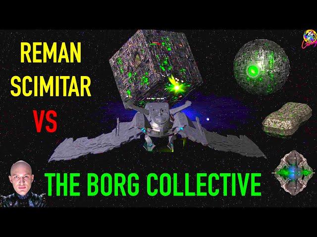 Reman Scimitar VS The Borg Collective - Star Trek Starship Battles
