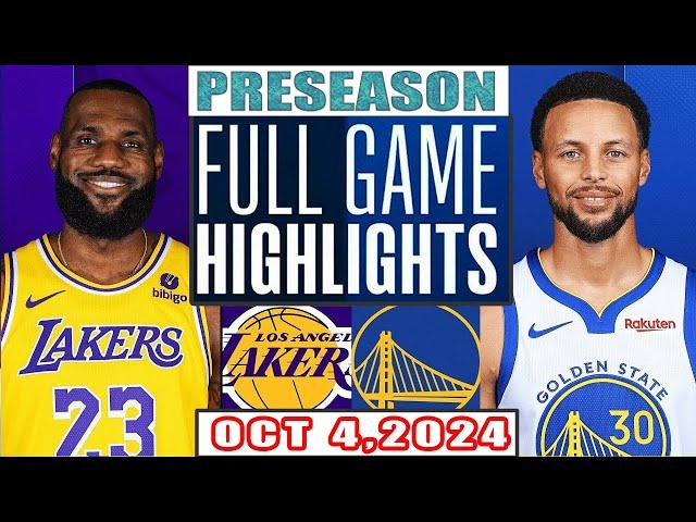 Los Angeles Lakers Vs Golden State Warriors Full Game Highlights Oct 4,2024 NBA Preseason