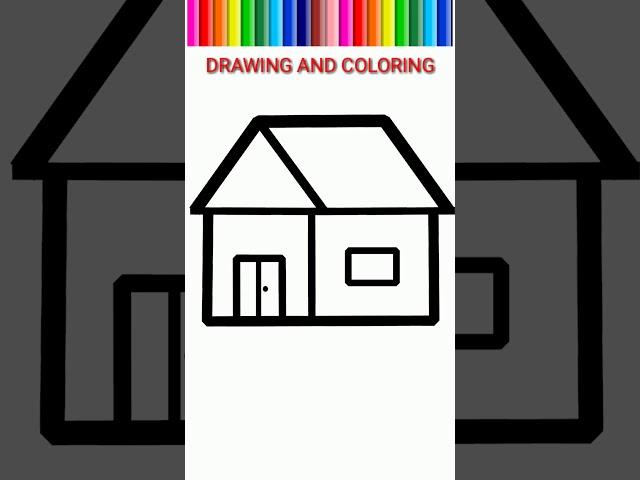 HOUSE DRAWING EASY AND SIMPLE COLORING #shorts  #drawing #art