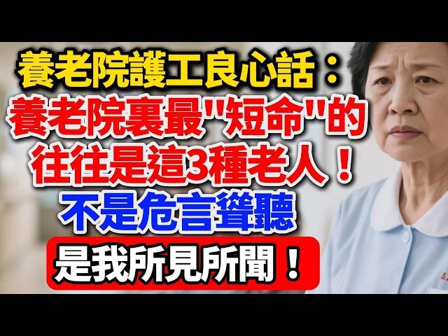 養老院護工良心話：養老院裏最「短命」的，往往是這3種老人！不是危言聳聽，是我所見所聞！【老王講情感】#養老 #晚年生活 #養老院 #親情 #人性 #情感故事 #退休 #人生感悟 #家庭關系 #老人