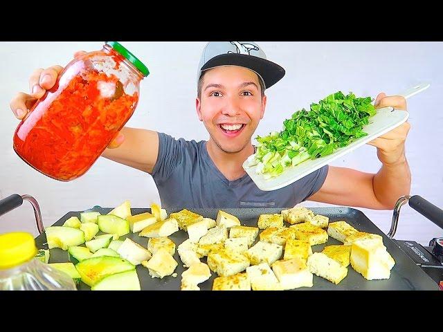 KIMCHI & CHEESY FRIED TOFU • Mukbang & Recipe