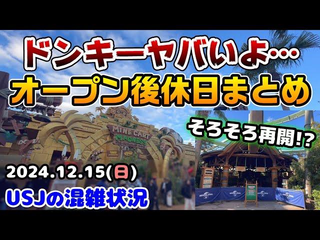 【USJドンキー5時間待ち...】失敗しないために絶対見て‼︎新エリアオープン後の休日まとめ‼︎ジュラシックパークに変化が‼︎2024年12月15日日曜日のユニバーサルスタジオジャパンの混雑状況