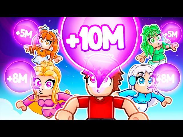 Blowing a MAX LEVEL BUBBLE in Bubble Gum Simulator With MY CRAZY FAN GIRLS...