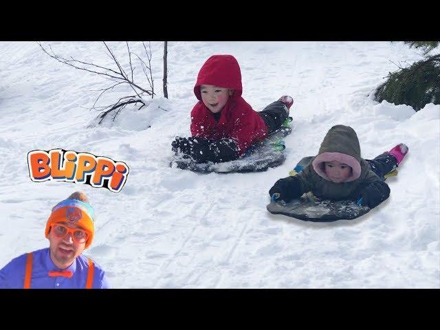 Blippi Winter Outdoor Activities for Children Inspired | SNOW Sledding by Blippi Fans