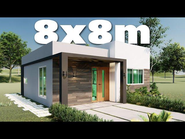  8x8 meter house, 8x8 house plan, cute little house design 