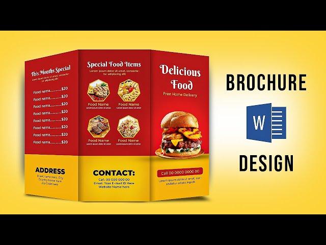 Food Brochure Design in MS word | Brochure design ideas