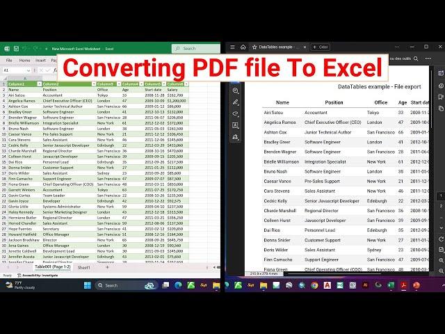 Converting PDF file To a Microsoft Excel