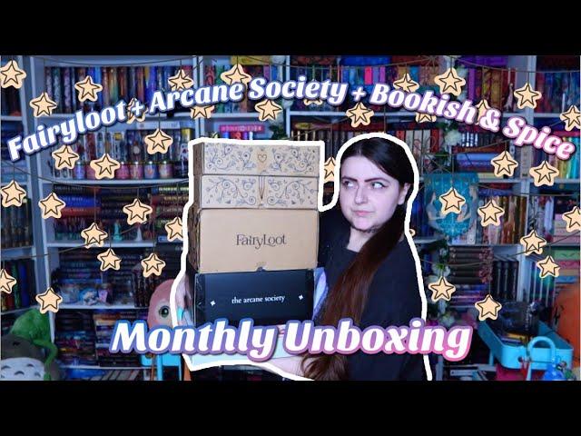 STACKED MONTHLY UNBOXING (Fairyloot, Arcane Society & Bookish & Spice December Boxes) #Booktube  