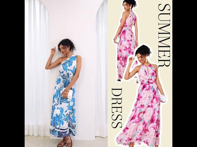 One Shoulder Maxi Dress Sleeveless Summer #dress #summerfashion #dressdesigns |13787740