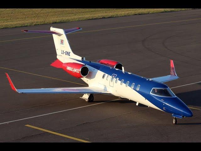 Luxembourg Air Ambulance Learjet 45XR LX-ONE / Landing and Take Off