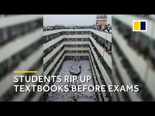 Chinese students rip up textbooks before intense gaokao exams