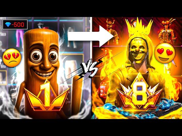 PRIME Lvl 1 ID vs PRIME Lvl 8 ID  NOOB Into PRO ₹10,000,00 COLLECTION- FREE FIRE 