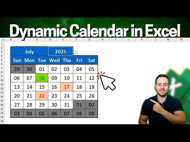 How to Make Interactive Calendar in Excel | Basic Formulas and Fully Customizable