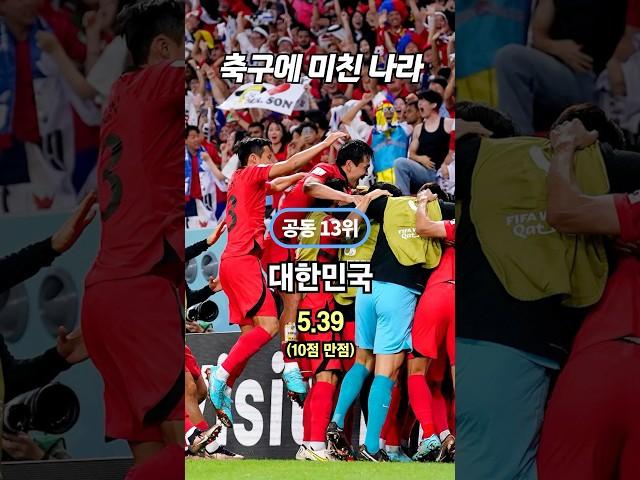 축구에 미친 나라 Top 20…13위 대한민국, 1위는?