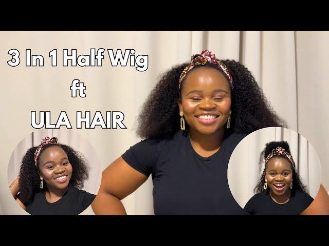 Honest Hair Review| SUPER EASY NATURAL CURLY PONYTAIL USING (3 IN 1) Half Wig! | Ft.ULAHAIR