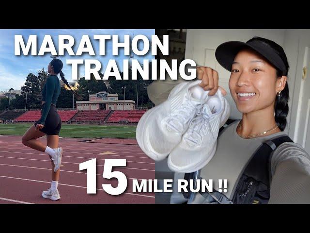 Marathon Training VLOG | 15 Mile Run, Track Workout + What I Eat!