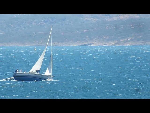 Elan 310 Close reach upwind sailing in Aegean Sea