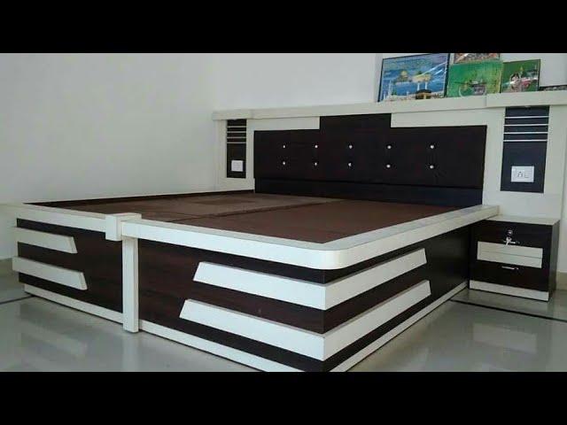 Bed Design with plywoods mica white and coffee colour #ModularBed