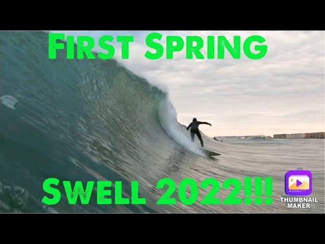 First Spring Swell 2022 Surfing Fort Walton Beach Destin Gulf Coast Florida. Okaloosa Island drone.