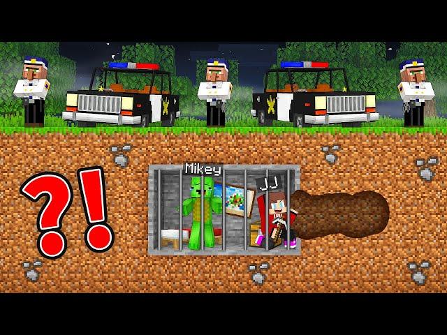 JJ and Mikey Escaped From the Underground Prison in Minecraft (Maizen)