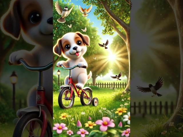 Puppy’s Daily Song: Rainy Bike Adventure #cute #song #3d #puppy #rainyday