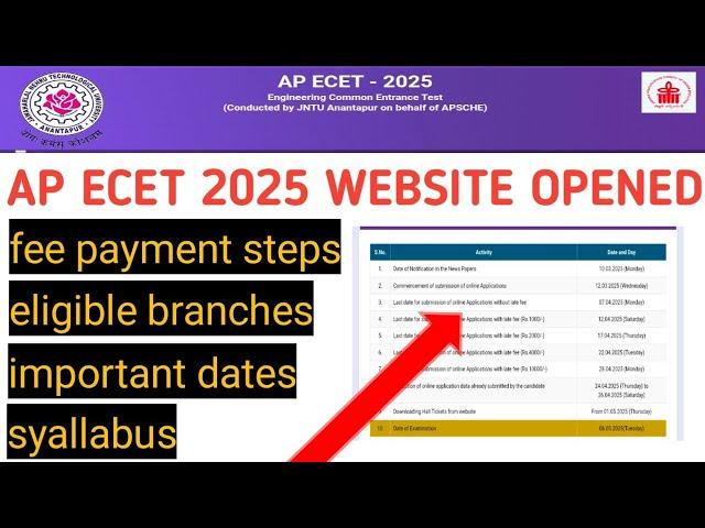 ap ecet 2025 detailed notification released| ap ecet 2025 fee payment website opened|