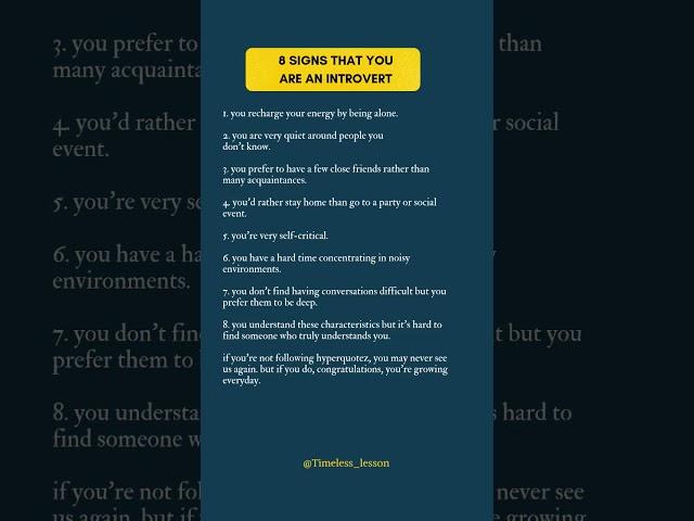 8 signs that you are an introvert #psychology #quotes #motivation