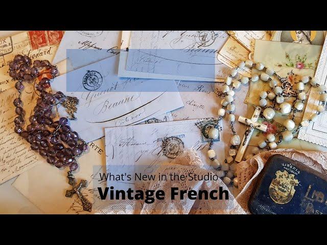 Vintage Paper, Lace, Tins, Handwritten Cards, and Rosaries: What's new in the studio