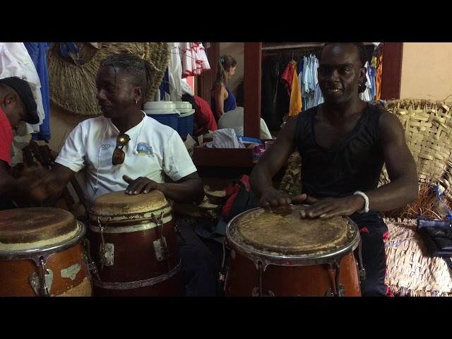 Oliener and Ignacio with Cheri Shanti Breath of Cuba drumming in Trinidad