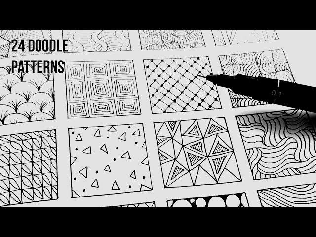 24 Easy Doodle Patterns Part 1 | Speed-Up ART • Zentangle