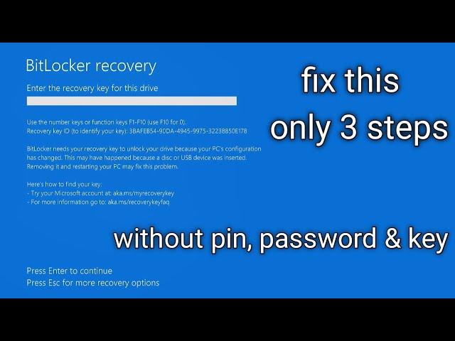 fix Bitlocker recovery key|| bitlocker unlock without password and recovery key|| bitlocker