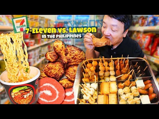 24 Hours Eating Only Filipino CONVENIENCE STORE FOOD! 7-Eleven vs. Lawson in the Philippines