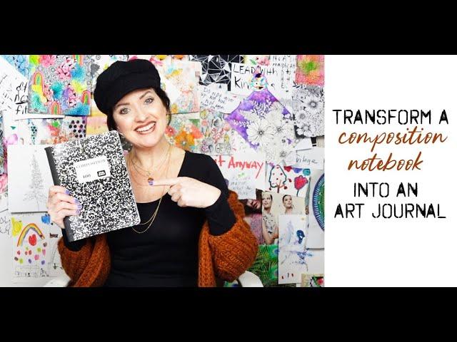 transform a composition notebook into an art journal
