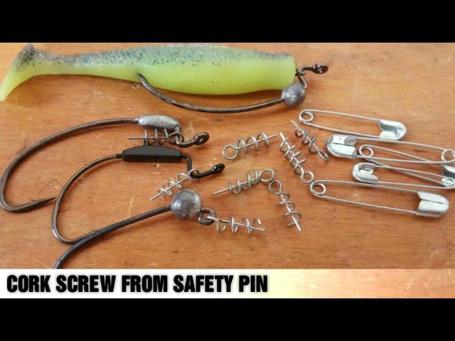 Making Shallow Screw Out Of Safety Pin, For Soft Plastic Bait