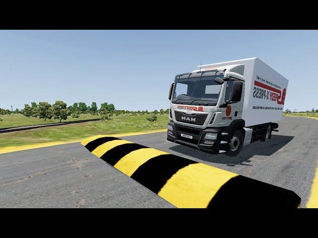 Trucks Cars vs Massive Speed Bumps – Cars vs Upside Down Speed Bump – BeamNG.Drive #1