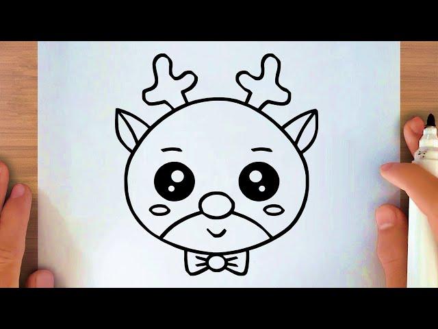 HOW TO DRAW A CUTE CHRISTMAS REINDEER