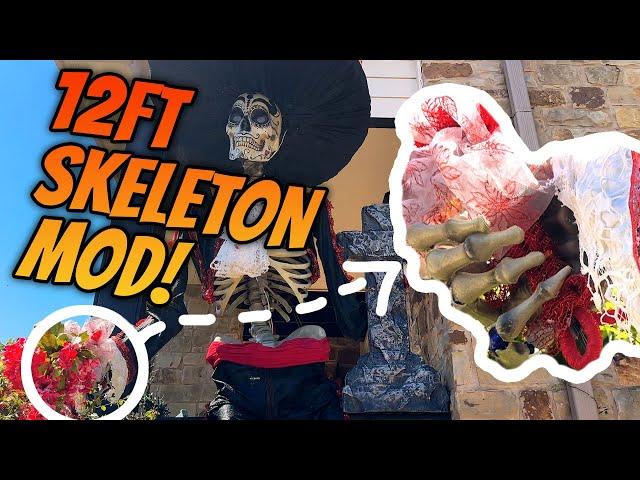 How to Make Your 12 Ft Skeleton Hold Stuff! Flexible Hand Mod! ️ #halloweendecor #halloween