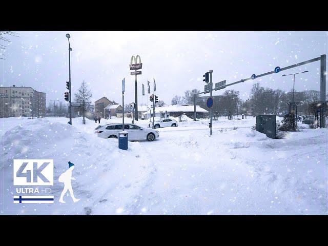 3 Hours of Graceful Snowfall Walks in Finland - Slow TV 4K