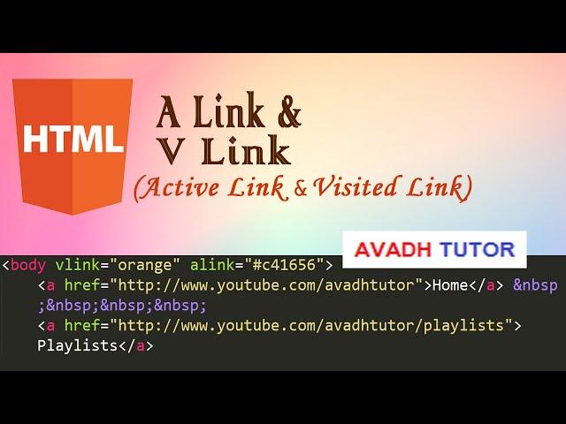 active link and visited link in html | link color in html | alink vlink in html