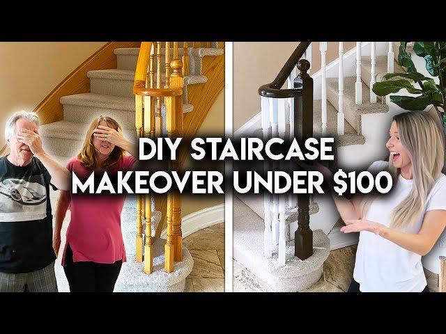 DIY STAIRCASE MAKEOVER UNDER $100 | Updating Oak Banister