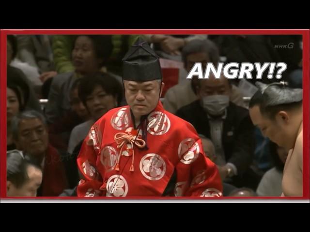 Angry Sumo Gyoji (judge) YELLING!