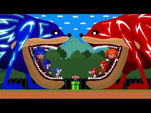 Mario Escape From Shin Sonic vs Knuckles Maze Mayhem | Super Mario Bros.