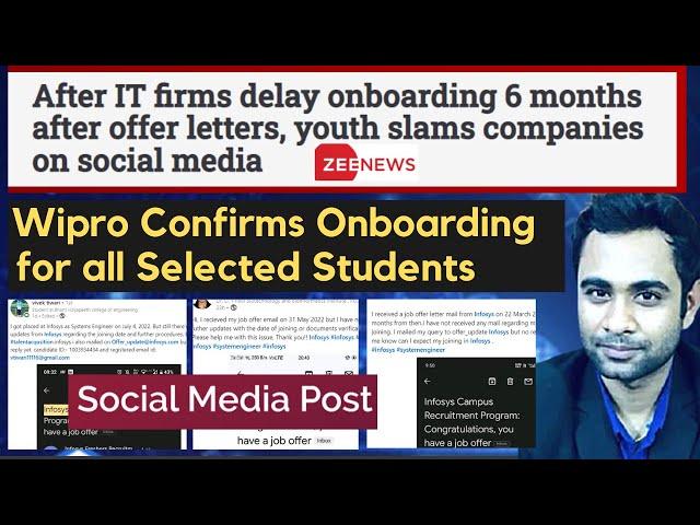 IT Companies onboarding delays, Youth slams on Social media | Wipro will onboard everyone